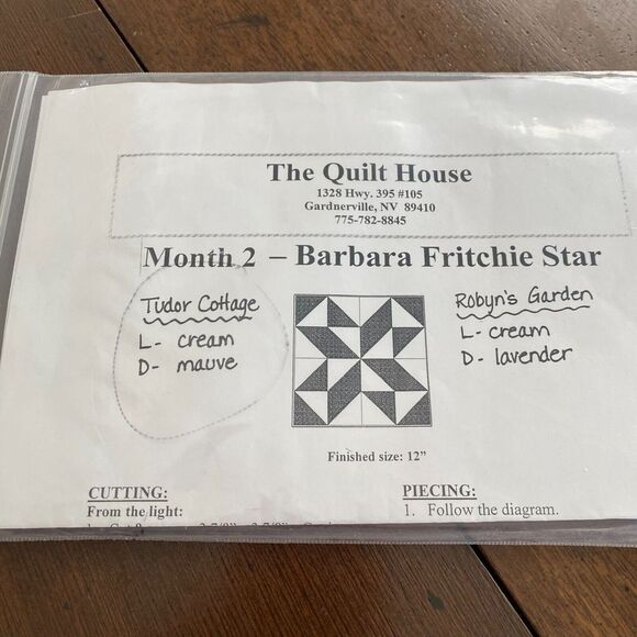Quilters Block Of The Month Kit Month 2 Barbara Fritchie Star Tudor Cottage - Picture 1 of 3